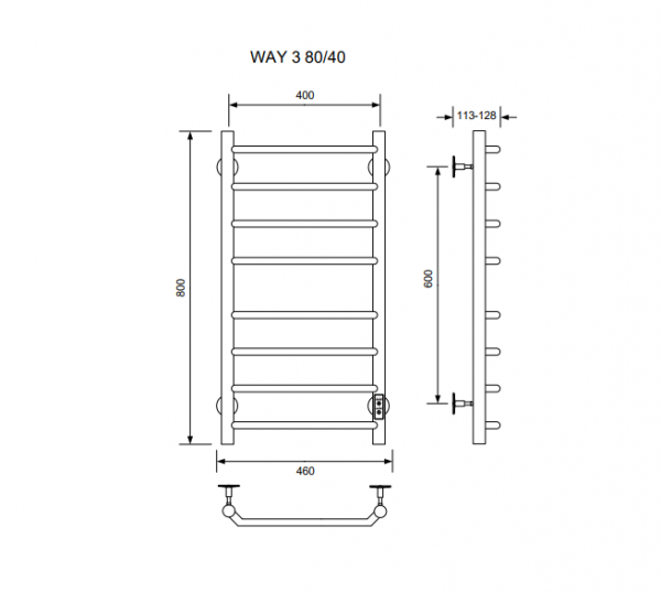 Полотенцесушитель WAY III 80/40 U (RAL9016)