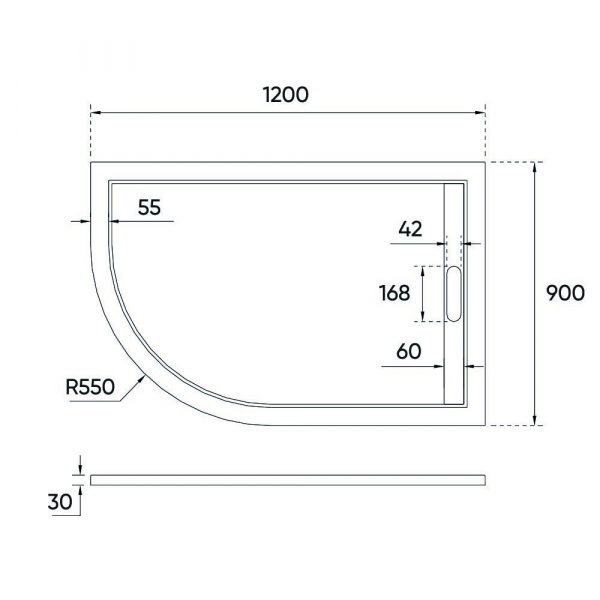 Душевой поддон Veconi Tezeo stone TZ-06R, 1200x900x30, искусственный камень, белый